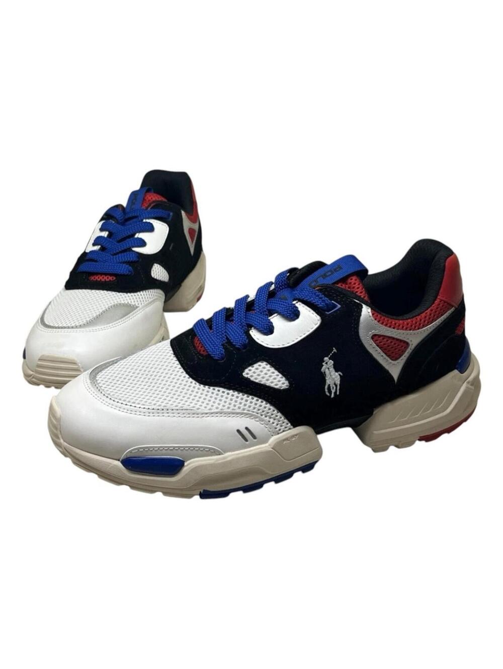 Polo Ralph Lauren Tennis Shoes Mens 8 Black Red White JGR PP-SK-ATH Running NWOB